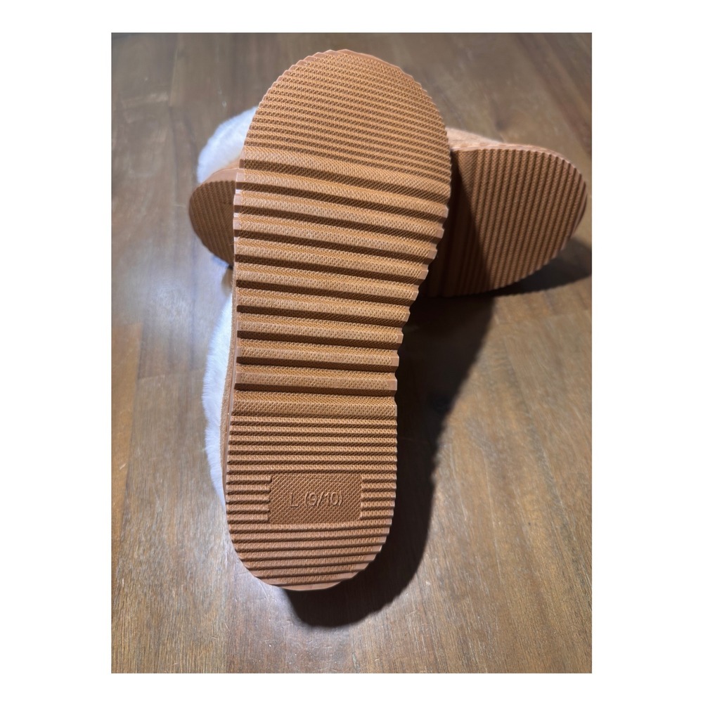 Cozy Faux Fur Slippers Women's Size L 9/10 Brown Plush Indoor House Shoes - Picture 6 of 6